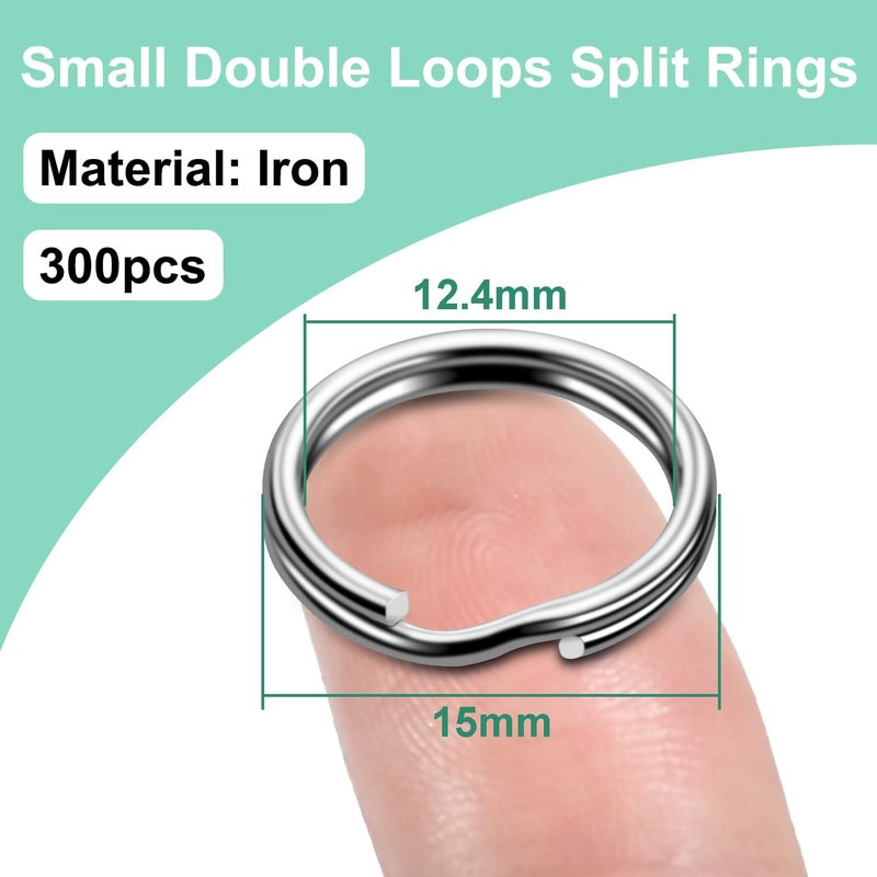 ManTangSun 5/8" 300 PCS Silver Small Key Rings, Double Loops Split Rings Jewelry Making Metal Mini Key Ring for Keychian, Pet Collar Tag, Luggage Tag DIY Craft Hardware - Image 2